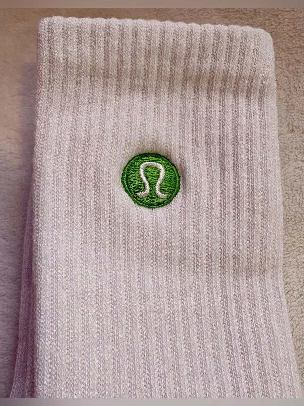 lululemon athletica White Crew Socks with Green Logo